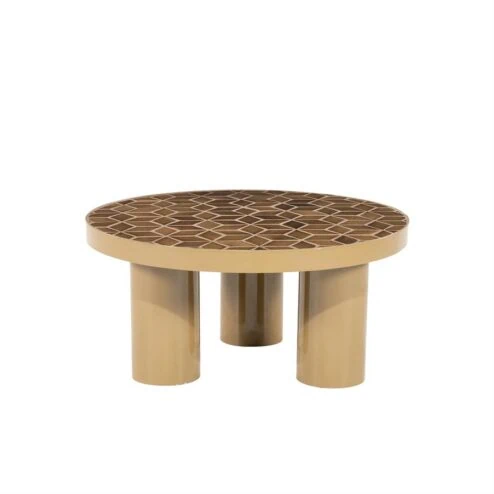 Patterna Salontafel rond keramiek Bruin 71cm