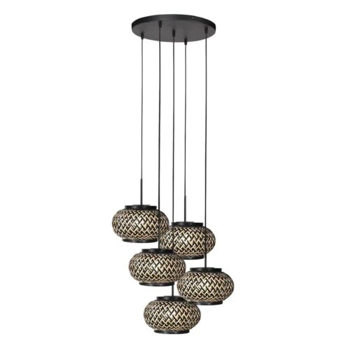 Roman Light 5-lichts Hanglamp Bamboe