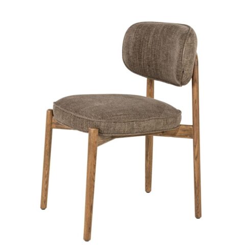 Serene Rune Eetkamerstoel Bruin hout - Bruine stof