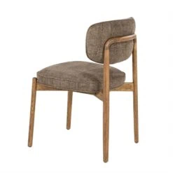 Serene Rune Eetkamerstoel Bruin hout - Bruine stof