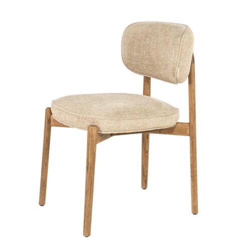 Serene Rune Eetkamerstoel Bruin hout - Taupe stof