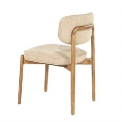 Serene Rune Eetkamerstoel Bruin hout - Taupe stof