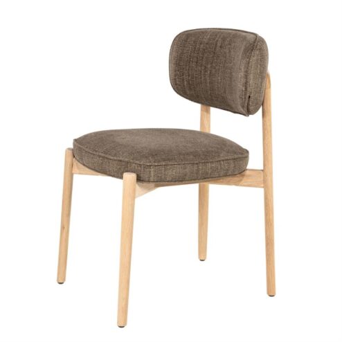 Serene Rune Eetkamerstoel Naturel hout - Bruine stof