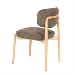 Serene Rune Eetkamerstoel Naturel hout - Bruine stof