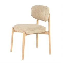 Serene Rune Eetkamerstoel Naturel hout - Taupe stof