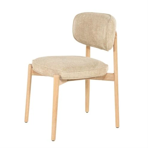Serene Rune Eetkamerstoel Naturel hout - Taupe stof