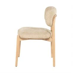 Serene Rune Eetkamerstoel Naturel hout - Taupe stof