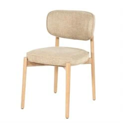 Serene Rune Eetkamerstoel Naturel hout - Taupe stof
