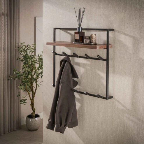 Stockton Kapstok hoog 12 haken Bruin 85cm