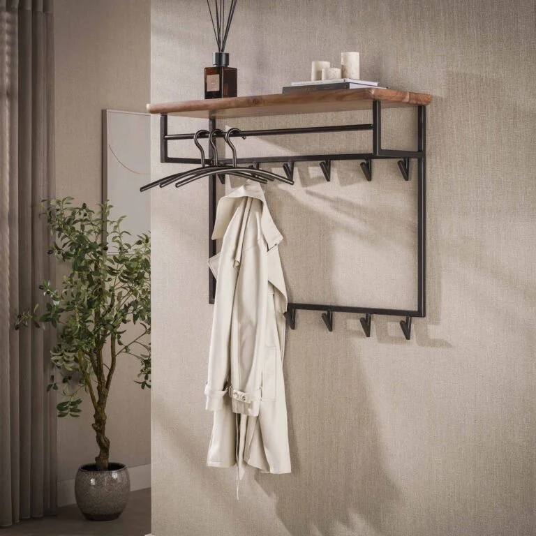 Stockton Kapstok hoog met stang 12 haken Bruin 100cm