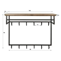 Stockton-Kapstok-hoog-met-stang-12-haken-Bruin-100cm-9