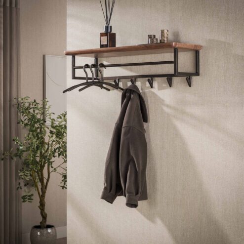 Stockton Kapstok met stang 6 haken Bruin 100cm