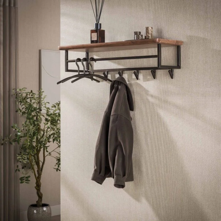 Stockton Kapstok met stang 6 haken Bruin 100cm