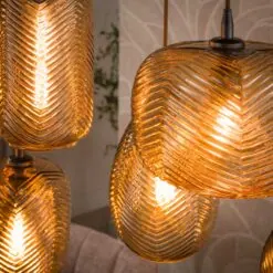 Sully 7-lichts Hanglamp Smoke bruin glas