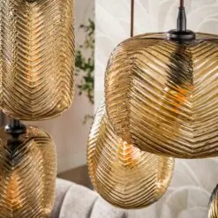 Sully 7-lichts Hanglamp Smoke bruin glas