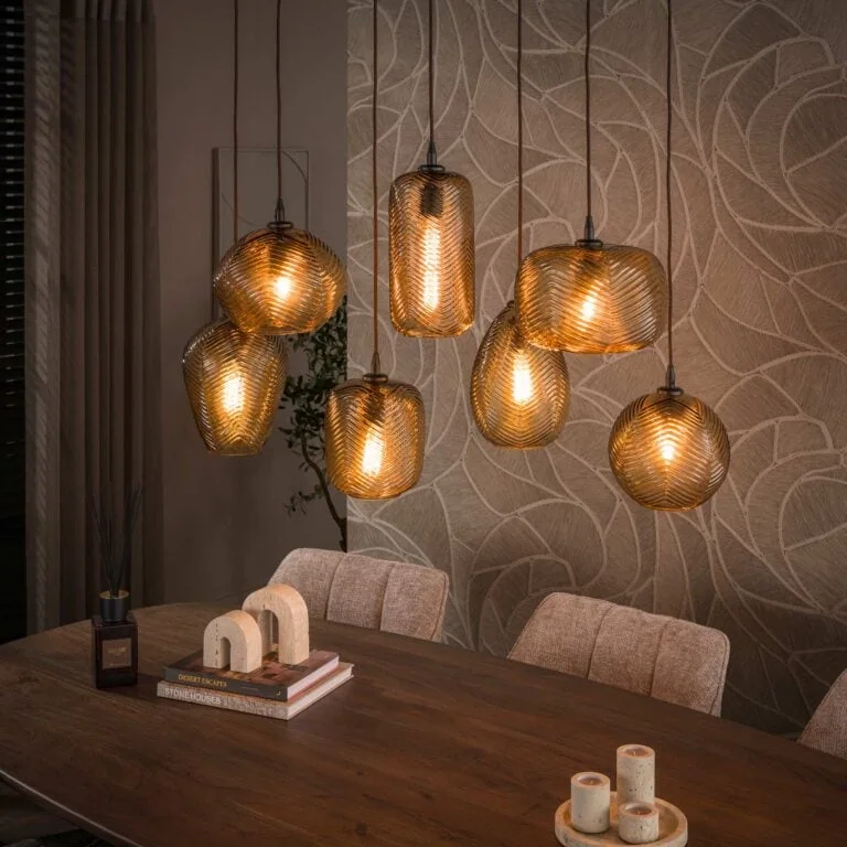 Sully 7-lichts Hanglamp Smoke bruin glas