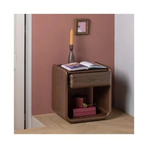 Elura Nachtkastje 1 lade Fineer Bruin 51cm