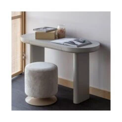 Islen Poef Met draaivoet rond Bouclé Beige 39cm