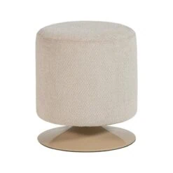 Islen Poef Met draaivoet rond Bouclé Beige 39cm