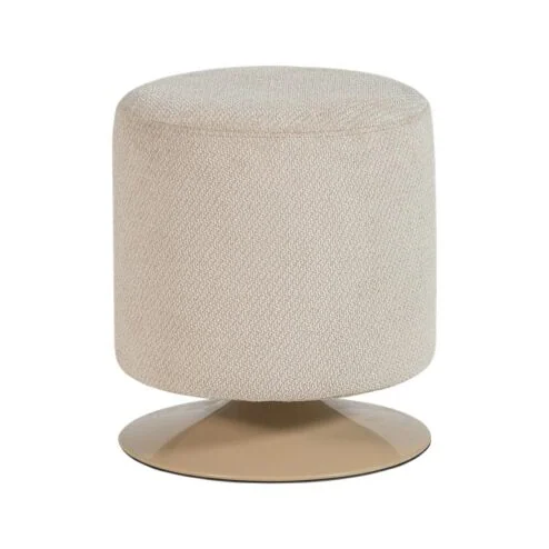 Islen Poef Met draaivoet rond Bouclé Beige 39cm
