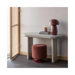 Islen Poef Met draaivoet rond Bouclé Bordeauxrood 39cm