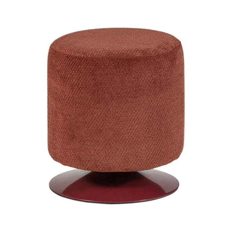 Islen Poef Met draaivoet rond Bouclé Bordeauxrood 39cm