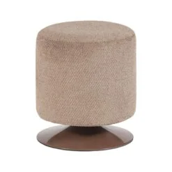Islen Poef Met draaivoet rond Bouclé Bruin 39cm