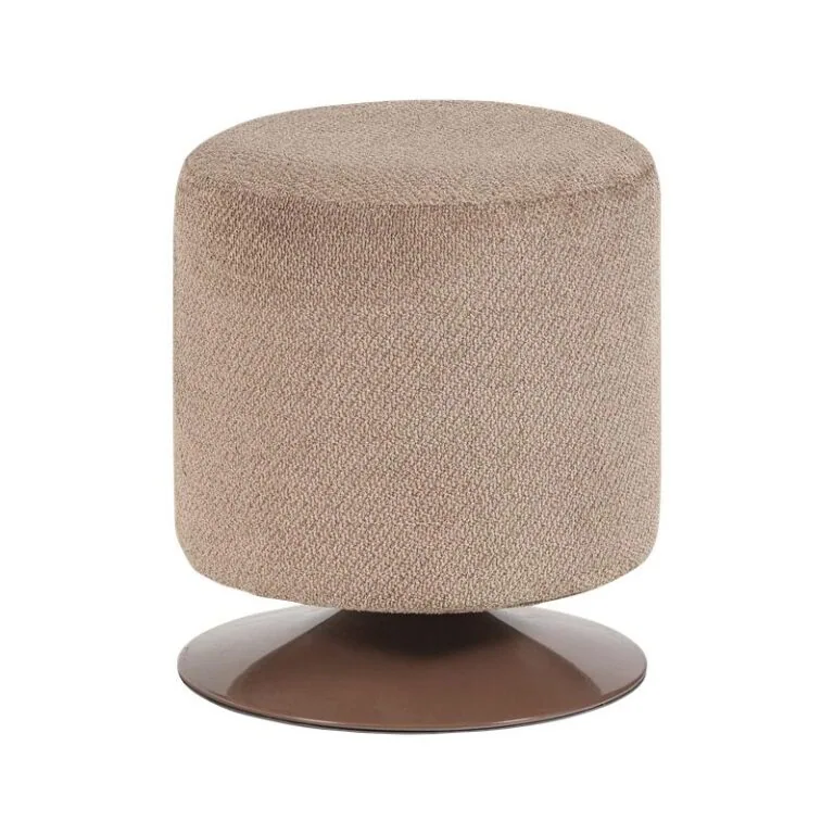 Islen Poef Met draaivoet rond Bouclé Bruin 39cm