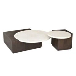 Jessie Bijzettafel Bruin Marmer 60 cm