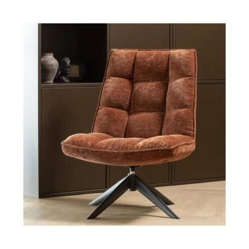 Jouke Draaifauteuil Chenille Roestbruin