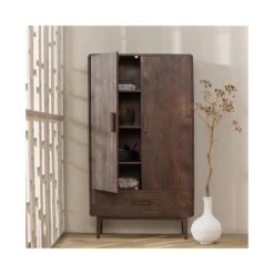 Liya Kledingkast 2-deurs Mangohout Donkerbruin 85cm