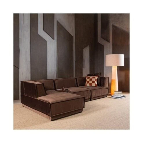 Manu Bank Chaise longue Links Velvet Bruin