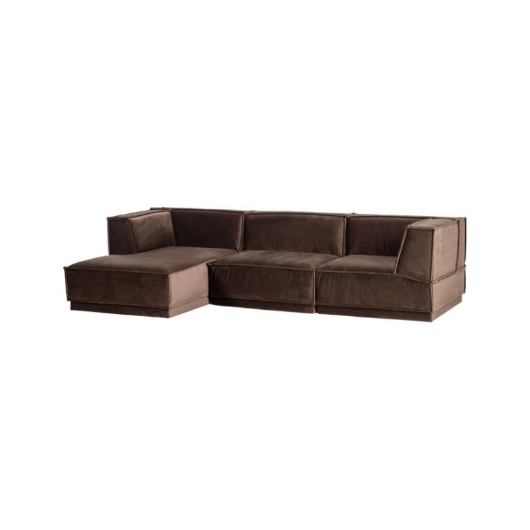Manu Bank Chaise longue Links Velvet Bruin