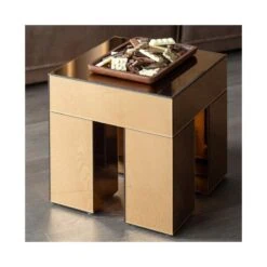 Mirrox Bijzettafel Spiegelglas Bruin 45cm