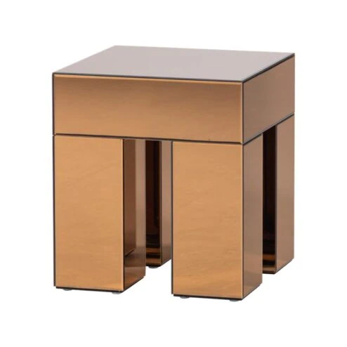 Mirrox Bijzettafel Spiegelglas Bruin 45cm