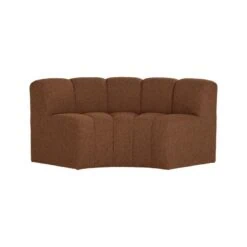 Mojo Eetkamerbank Halfronde hoek Rugleuning Bouclé Roestbruin