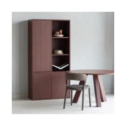 Rhonda Eettafel Rond Eiken Bordeauxrood 129cm