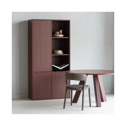 Rhonda Eettafel Rond Eiken Bordeauxrood 129cm