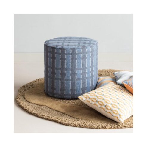 Sarli Poef Hoog rond Grijs/Blauw 46cm