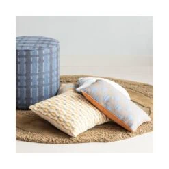 Sarli Poef Hoog rond Grijs/Blauw 46cm