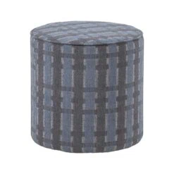 Sarli Poef Hoog rond Grijs/Blauw 46cm