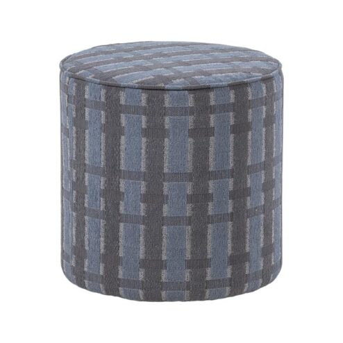 Sarli Poef Hoog rond Grijs/Blauw 46cm