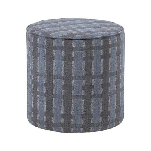 Sarli Poef Hoog rond Grijs/Blauw 46cm