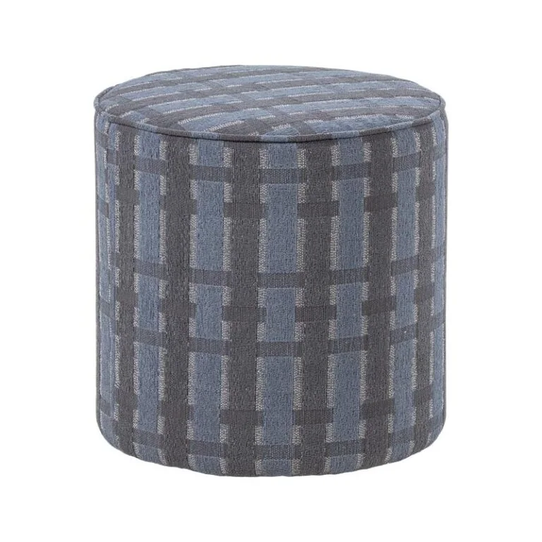 Sarli Poef Hoog rond Grijs/Blauw 46cm