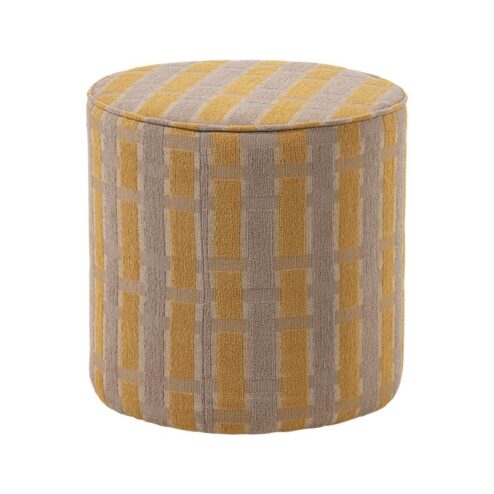 Sarli Poef Hoog rond Taupe/Geel 46cm