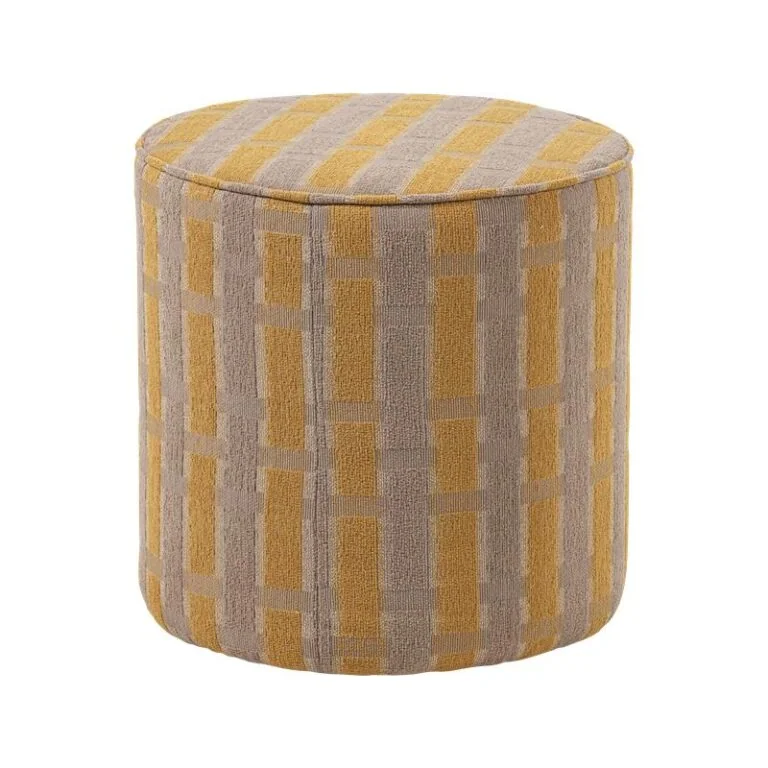 Sarli Poef Hoog rond Taupe/Geel 46cm