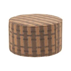 Sarli Poef Laag rond Bruin/Roze 60cm