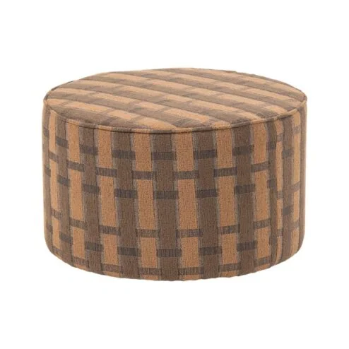 Sarli Poef Laag rond Bruin/Roze 60cm