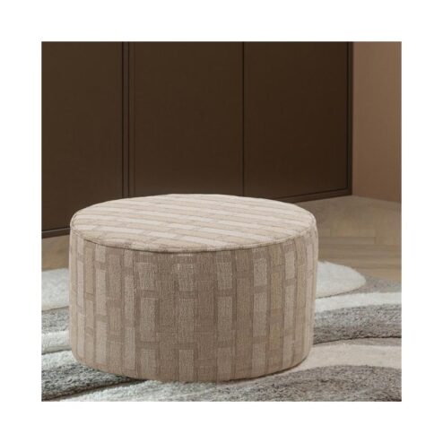 Sarli Poef Laag rond Naturel/Beige 60cm