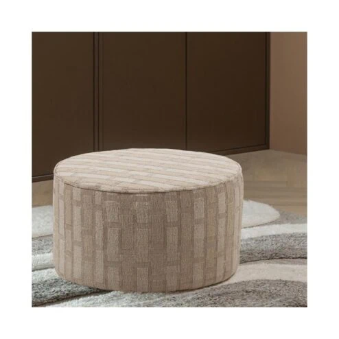 Sarli Poef Laag rond Naturel/Beige 60cm